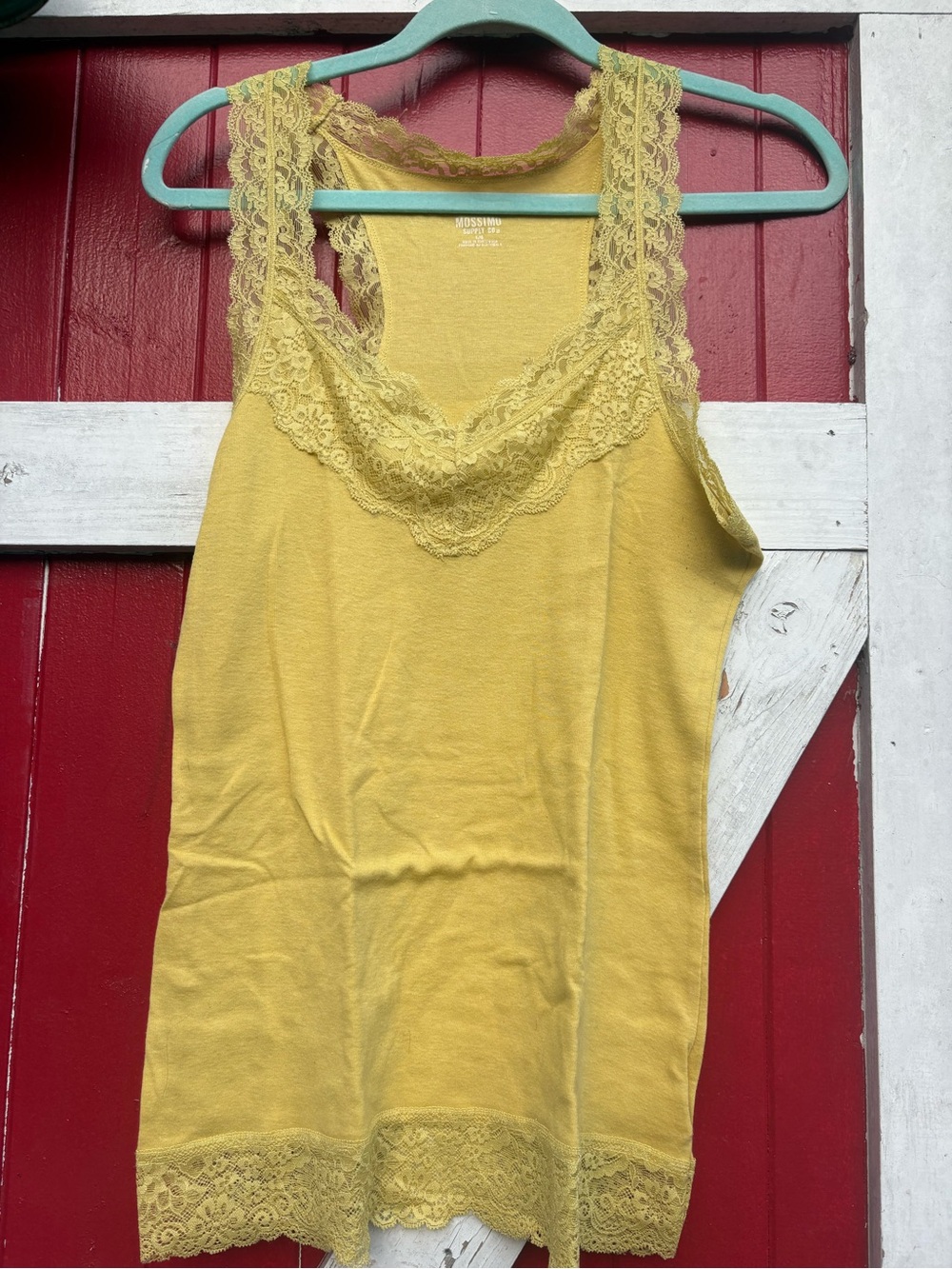 Mossimo Supply Co. Yellow Lace-Trim Tank Top
